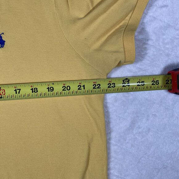 Vtg Polo Ralph Lauren Custom Fit 2 Button Polo Shirt Yellow Preppy Men's Sz Lg - Picture 4 of 5